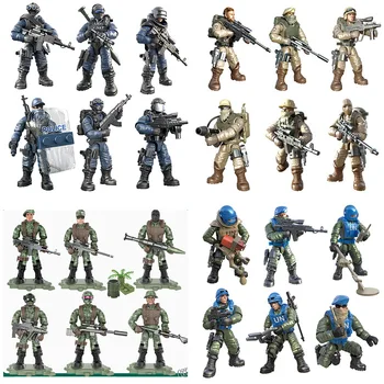 Военные армейские фигурки Desert Eagle, модель спецподразделения, Мега Строительные блоки, внедорожник, Солдатские минифигурки, игрушки-оружие