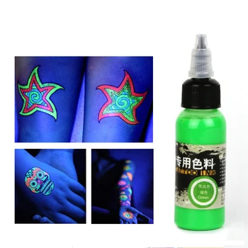 Тренд 5 цветных временных ночных люминесцентных флуоресцентных чернил для татуировки профессиональная безопасная одноразовая краска для нанесения рисунка в цвет тела