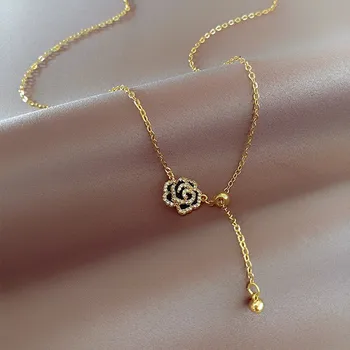 WLP Винтажное Роскошное ожерелье с подвеской в виде черной розы для женщин 2023, Модное ожерелье с цепочкой золотого цвета, ювелирный подарок невесте