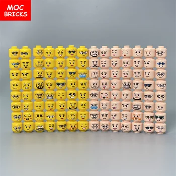Распродажа MOC Bricks Солнцезащитные очки Фигурка Лицо Желтая плоть Выражение головы Собранные строительные блоки Аксессуары Детские игрушки