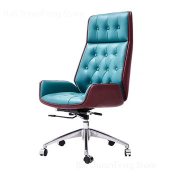 Роскошные дизайнерские Офисные стулья с деревянной спинкой, Компьютерный стул, Офисная мебель, Рабочий Кожаный Подъемник, Вращающееся кресло, Кресло для домашнего Босса