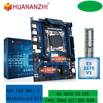 Комплект материнской платы HUANANZHI X99 QD4 LGA 2011-3 XEON с процессором Intel E5 2670 V3 и комбинированным набором памяти 1 *8G DDR4 RECC M.2 NVME NGFF SATA