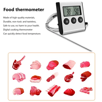 Портативный Пищевой термометр с длинным зондом ЖК-дисплей для барбекю Гриль Измерительное устройство