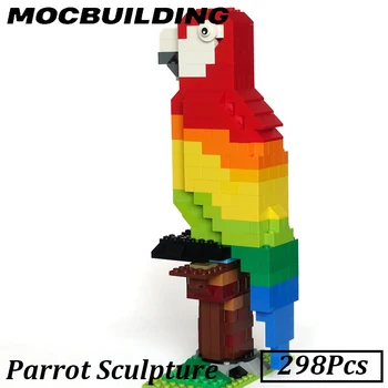 Красочная модель попугая, скульптура домашнего животного, строительные блоки Moc, Кирпичные развивающие игрушки, Настольные подарки для домашнего декора, подарки