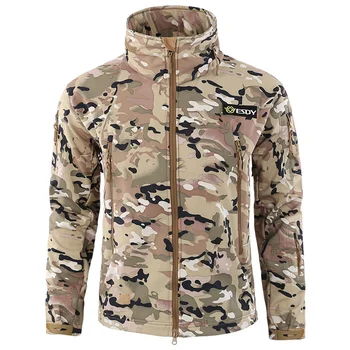 Водонепроницаемая тактическая походная куртка, мужская камуфляжная военная ветровка Softshell, пальто с капюшоном, Армейская одежда для кемпинга, охоты на открытом воздухе