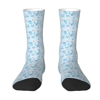 Милые носки с рисунком Медузы цвета Морской волны Женские Мужские Теплые Спортивные футбольные носки с 3D принтом