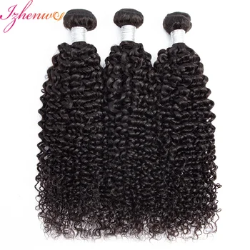 Пучки перуанских волос Кудрявые пучки вьющихся волос Remy Human 1/3/4 лот Пучки волос с двойным утком для наращивания волос Izhenwo Hair