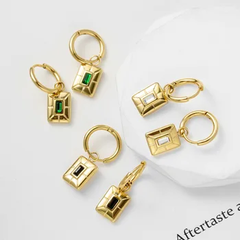 Высококачественные геометрические серьги-кольца из циркона с 14-каратным золотым покрытием для женщин, модные и универсальные украшения в подарок подруге