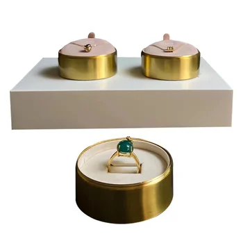Обручальные кольца Подарочная коробка Металлическое Ожерелье Органайзер Кольца Контейнер Для упаковки ювелирных изделий
