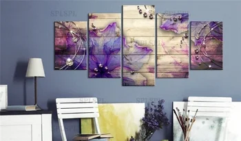 5 Штук абстрактного фиолетового цветка с HD-принтом, красочный Цветочный плакат, современная живопись на холсте, картины для декора гостиной