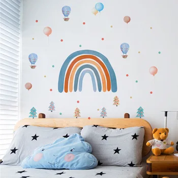Богемные радужные наклейки на стену с воздушными шарами для гостиной спальни Виниловые Самоклеящиеся наклейки на стены Детской комнаты Декор детской комнаты