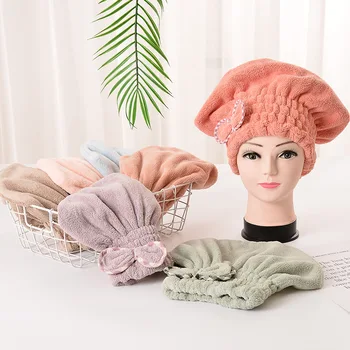 Женские полотенца для девочек, полотенце из микрофибры для ванной, Быстросохнущее Полотенце для волос, Волшебная Шапочка для душа, женский Тюрбан, повязка на голову