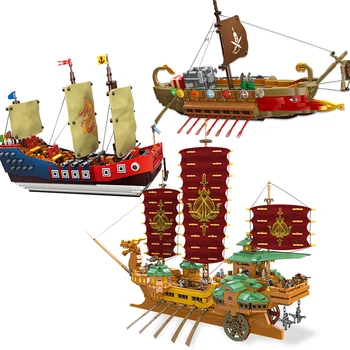 Боевой корабль Пиратская лодка Корабль Карибский Черный жемчуг Лодка Военный военно-морской набор модельных строительных блоков Кирпичи MOC Игрушки для взрослых и детей
