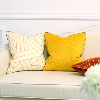 Роскошная наволочка с вышивкой, плотная бархатная декоративная наволочка для дивана, декор для гостиной, наволочка с геометрическим рисунком, Наволочка для подушки