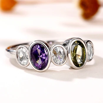 Женские кольца Huitan Fashion Design с оливковым / фиолетовым кубическим цирконием, простые стильные женские кольца для вечеринок, Горячие ювелирные изделия Оптом