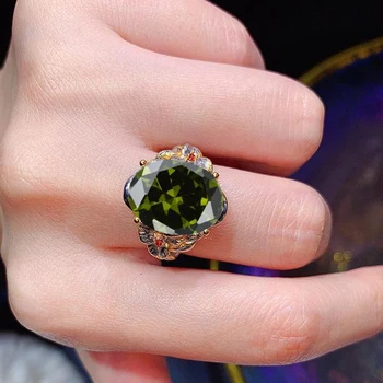 Женское кольцо HOYON из серебра 925 пробы с винтажной резьбой, инкрустированное драгоценными камнями, трехслойные двухцветные ювелирные изделия с открытым кольцом