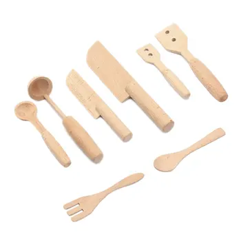 Детские имитационные деревянные ножи и вилки, игрушки для кухни, деревянные ножи, вилки и ложки, имитационные игрушки для кухни в игровом домике