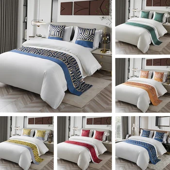 Геометрическая решетчатая направляющая для кровати в современном европейском стиле, кровать с флагом, гостиничный шкаф, постельное белье, декор для домашнего салона, свадебного зала