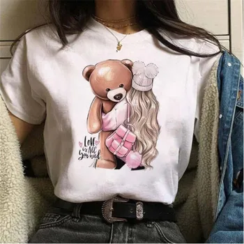 Женская футболка с графическим рисунком в стиле харадзюку, футболка с милым мультяшным принтом, модные футболки в кроевском стиле, топы, тройники