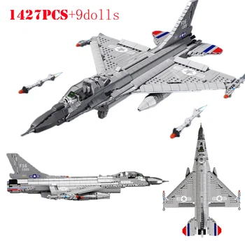 Военный американский истребитель F-16 Falcon F-35 Lightning II Строительные блоки Армейские самолеты Самолеты-невидимки Технические Кирпичи Детские игрушки