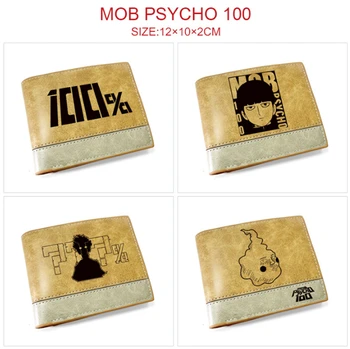 Кошелек с логотипом аниме Mob Psycho 100 для мальчиков и девочек, Кошелек для денежных карт, Новый Короткий кошелек двойного сложения