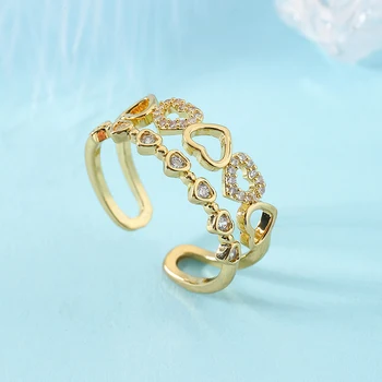 Милые кольца со стразами в форме сердца для женщин, с регулируемым отверстием, модные ювелирные кольца, подарок подругам на День Святого Валентина