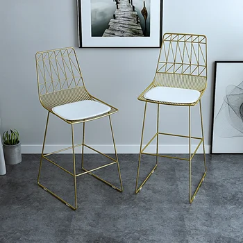 Высокий барный стул в скандинавском стиле, Роскошный Железный барный стул для гостиной, современный Простой обеденный стул, мебель для домашней кухни 65/75 см, Золотисто-черный