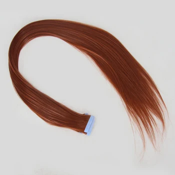 КСТАТИ, Имбирная лента для наращивания волос, прямые волосы, 40шт медно-коричневых синтетических волос, 24-дюймовая лента для наращивания волос