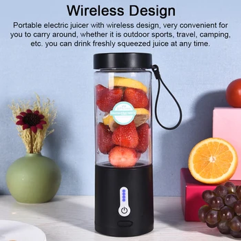 Портативная чашка-блендер, USB Электрическая соковыжималка для фруктов, перезаряжаемый миксер для сока, 530 мл с 6 лезвиями для занятий спортом на открытом воздухе, путешествий, кемпинга