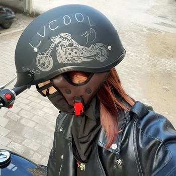 Мужской мотоциклетный шлем LVCOOL, ретро-шлем в горошек, женский электромобиль, американский локомотив, летний шлем принца-ковша