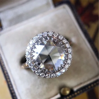 Элегантные кольца Круглой геометрии серебристого цвета для женщин, Модные Свадебные украшения из белого камня с металлической инкрустацией