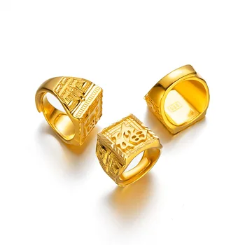 Китайское Обручальное кольцо Feng для мужчин, никогда не выцветающее, из чистого золота 22 карат, Открытые кольца, Мужской Амулет, богатство, Счастливые украшения, подарок на День рождения