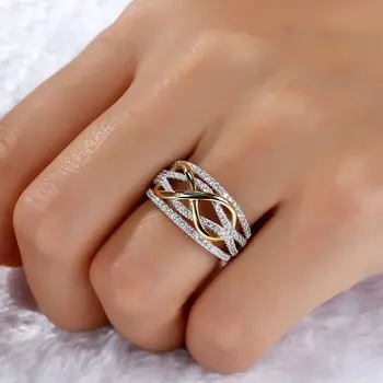 Модные трансграничные кольца бесконечной любви, кольцо в форме сердца, двухцветное обручальное кольцо с 8 символами, новые украшения для пальцев