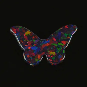 Оптовая цена синтетический опал в форме бабочки OP71, черный сыпучий камень-опал для женщин, ожерелье для девочек 78 цветов