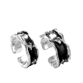 Корейская версия кольца в стиле INS, нишевое черное винтажное кольцо для мужской и женской пары, открытое регулируемое кольцо, без потери цвета