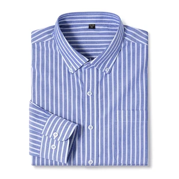 2023 Новые Мужские рубашки из высококачественного хлопка, деловые Повседневные рубашки с длинным рукавом на пуговицах, Дышащая Рабочая рубашка с оксфордской решеткой