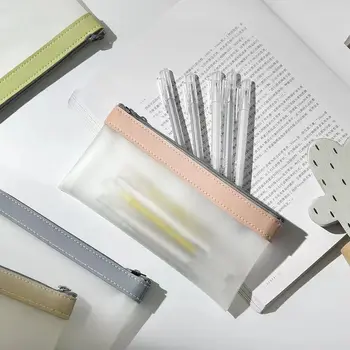 Простая прозрачная кожаная Корейская мода INS, сумка для карандашей, чехлы, органайзер для канцелярских принадлежностей, пенал, школьный пенал для ручек