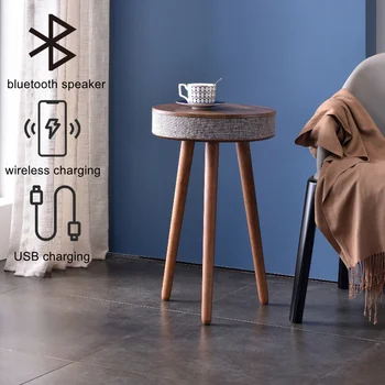 Креативный маленький умный журнальный столик с Bluetooth-динамиком, беспроводной зарядкой, приставной столик в гостиной в скандинавском стиле со стереозвуком