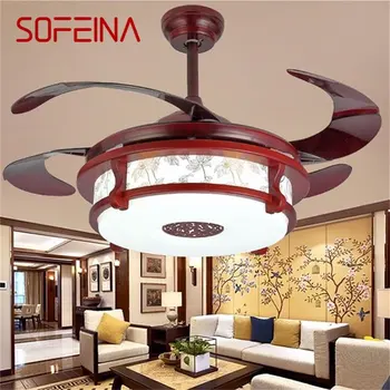 Потолочный вентилятор SOFEINA, Невидимая красная лампа с дистанционным управлением, Современный светодиодный светильник для домашней гостиной