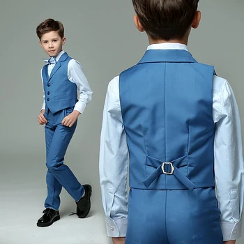 2020 весенние жилетные костюмы для мальчиков, детские костюмы для выпускного вечера, синие официальные свадебные костюмы для мальчиков, смокинг, комплект детской одежды