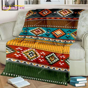 3D одеяло в клетку для коренных Американцев, красочное фланелевое одеяло для гостиной, кровати, дивана, одеяла для пикника, этническое одеяло в подарок