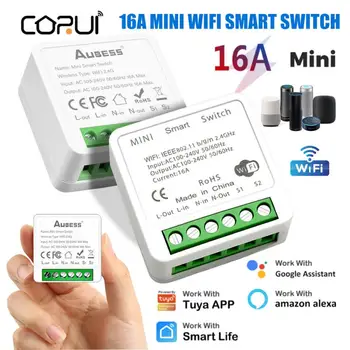 CORUI Tuya Smart Wifi/Zigbee Switch 16A Mini 2-полосный Переключатель Таймера Управления Smart Home Automation Для Smart Life Alexa Google Home