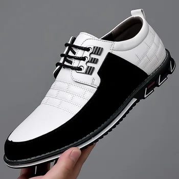 2023 Мужские кроссовки, Модные брендовые классические повседневные лоферы на шнуровке, обувь из искусственной кожи, черная дышащая деловая мужская обувь