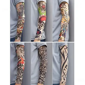 1шт Поддельные рукава с татуировками, рукава с татуировками для мужчин, Многоразовые женские эластичные чулки для велоспорта, грелки для макияжа, подарок для вечеринки