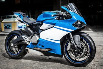 4Gifts Новый Комплект Обтекателей для мотоциклов ABS, Пригодный Для Ducati 899 1199 Panigale s 2012 2013 2014 12 13 14 Кузов Синий Белый
