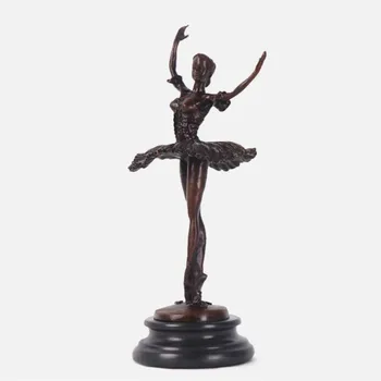 Декоративно-прикладное искусство танцовщицы из чистой меди, домашняя скульптура, бронзовая статуя, украшения для европейской мебели, украшения для балета