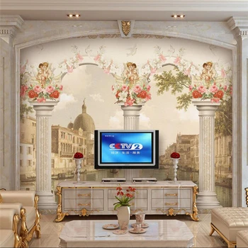 обои wellyu papel de parede para quarto на заказ, Европейская римская колонна, картина маслом, гостиная, телевизор, диван, фоновая стена