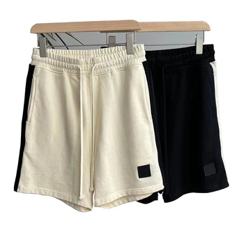 Мужские повседневные шорты Летние Свободные брюки на завязках длиной до колена, укороченные брюки, комбинезон с боковыми махровыми вставками в стиле пэчворк MA793