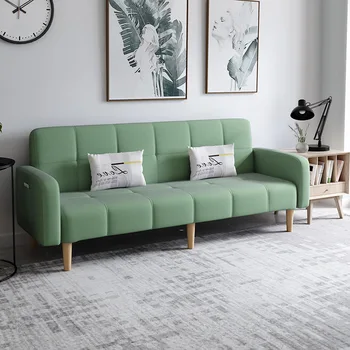 Простой и экономичный тканевый диван для ленивых людей, одноместный и двухместный раскладной диван-кровать для небольшой квартиры