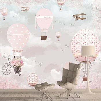 Современные розовые обои для стен с воздушным шаром, домашний декор, отклеивающиеся обои для гостиной, детская 3D фреска в рулонах
